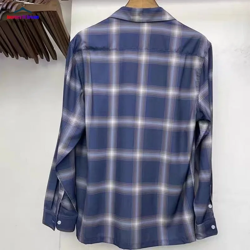 WACKO MARIA Blue Red Brown Check Autumn Shirt Best Quality Mens Womens Casual Brand Hawaii Long Sleeve Shirt