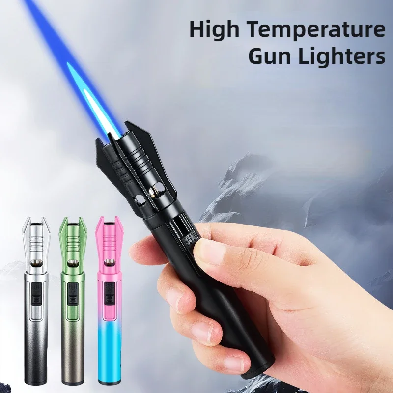 Creative Compact Portable Handheld Gun Lighter Transparent Visual Gas Window Mini Torch Outdoor Light Weight Carrying Emergency