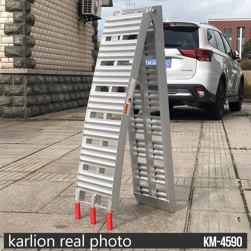 KARLION Light Duty Aluminum Folding Loading Ramp CE Certified 340KG Capacity Universal Fit Portable for Safe Easy Motorcycle
