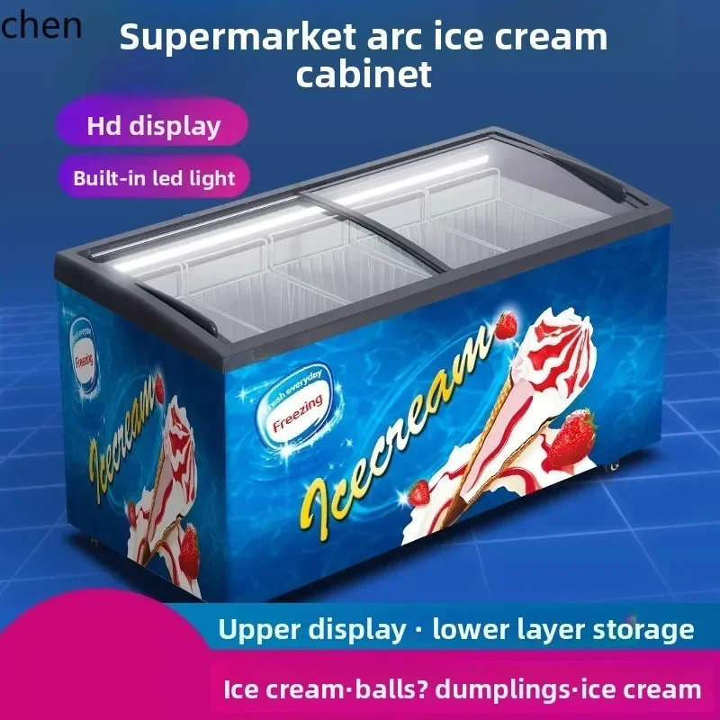 cc25 ice cream frozen display cabinet freezer large capacity arc glass door refrigerated refrigerator freezer freezer