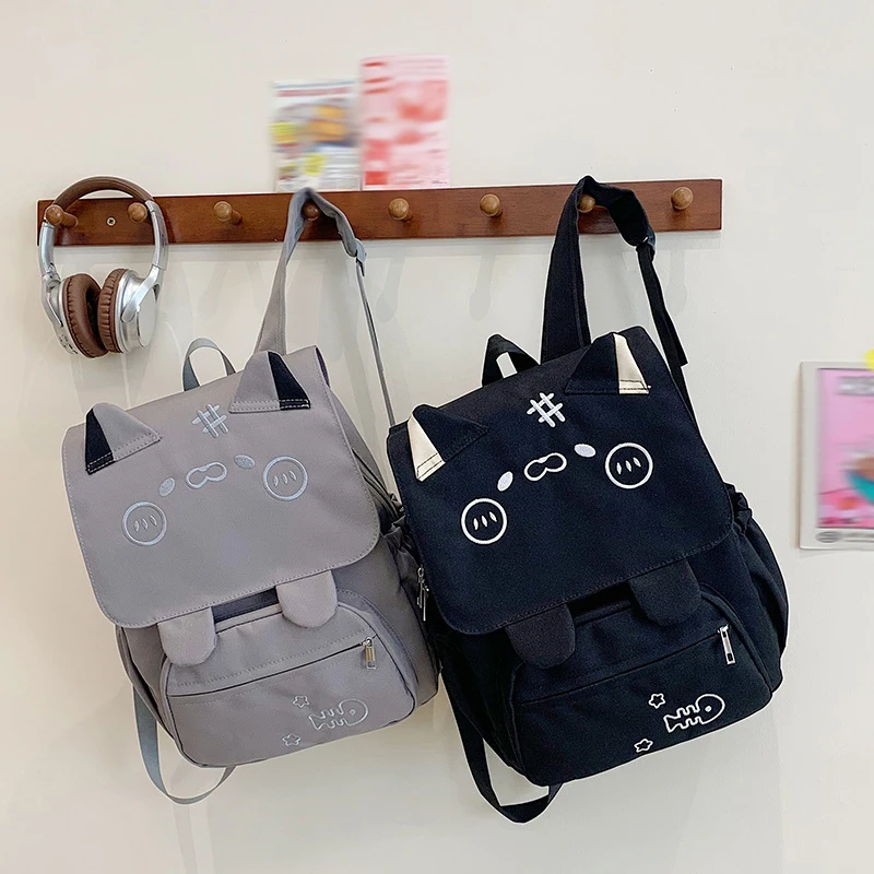 

Female Cartoon Backpack Fashionable Casual Cute Cat Printing Shoulders Bag High Quality Daily Outing Commuting Backpacks