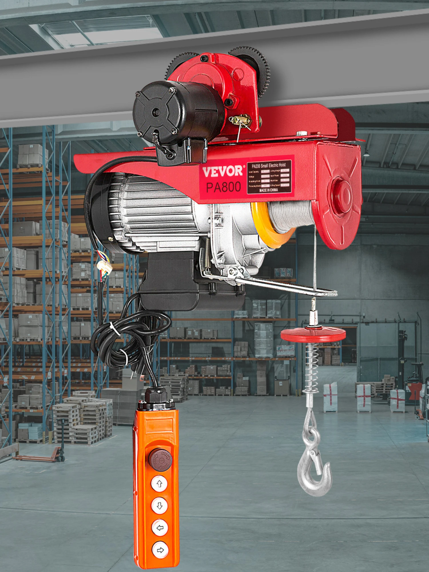 SucceBuy 1700/2200LBS Bedrade elektrische takelkraan met trolley Draagbare lifter Bovenlichaam Inspanningslift voor garagelift - afbeelding 2
