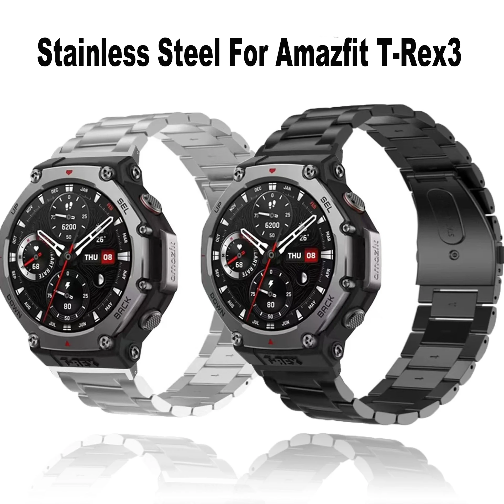 

Luxury Stainless Steel Strap For Amazfit T-Rex3 Metal Band Bracelet Watch Band For Huami Amazfit TRex 3 TRex3 Accessories Correa