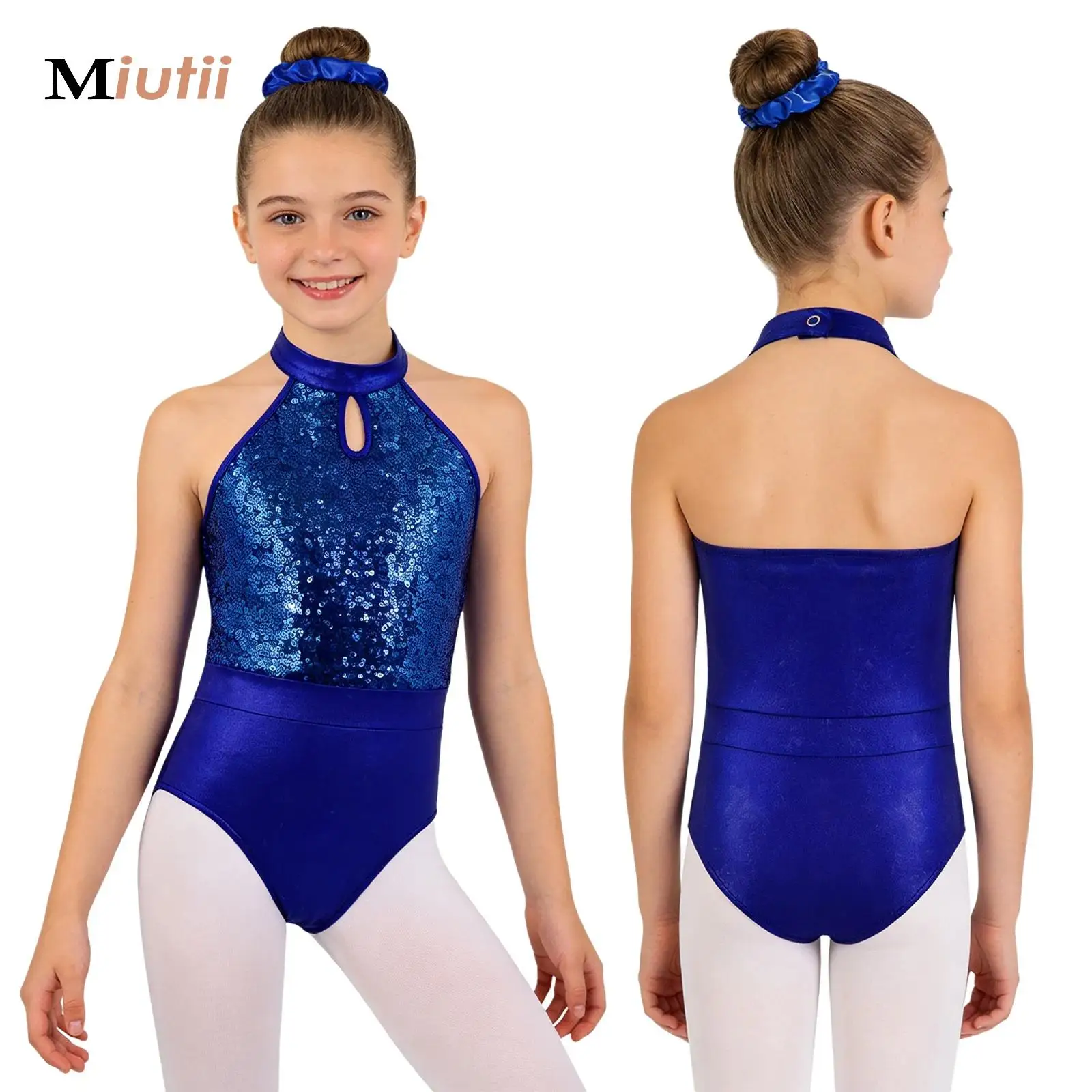 

Kids Sequin Metallic Gymnastics Leotard Ballet Clothes Children Dance Wear Gymnastics Bodysuit For Girls Dance Jumpsuit+Hairband