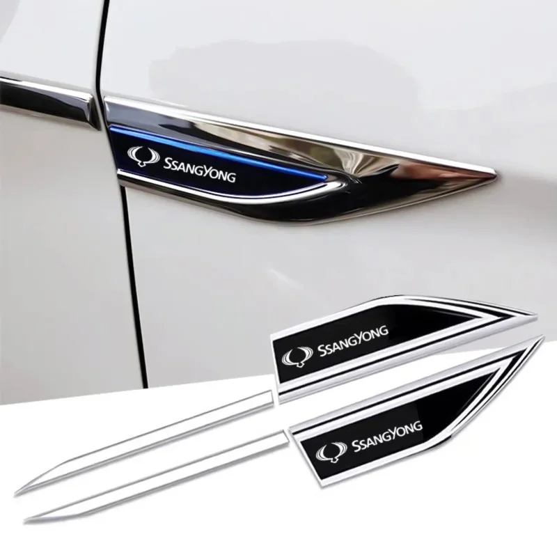 

Car Door Side Fender Blade Decal Sticker 3D Metal Car Body Protective Sticker For SsangYong Actyon Korando Kyron Musso Rexton