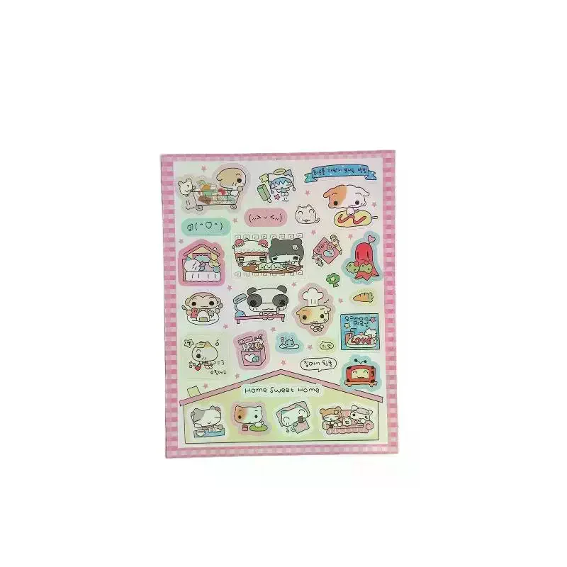 1/9개 한국 INS 스타일 만화 동물 귀여운 일상 노트북 핸드 어카운트 스티커 스크랩북 DIY 장식 스티커