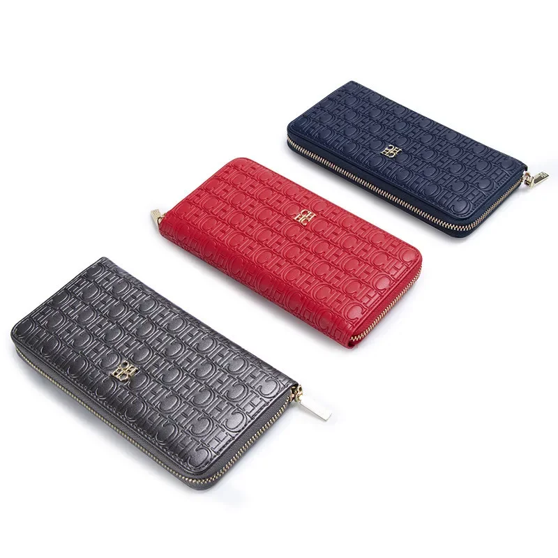 CH Women\'s Solid Colour Long Wallet Niche Design Fashion Simple Large Capacity Bag Luxury Temperament Vintage Classic Wallet