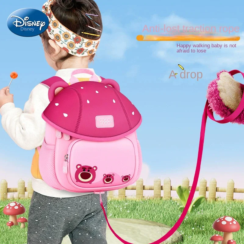 

Disney Lotso Kindergarten Backpack Age 2-8 Primary Student Shoulder Orthopedic School Bag Light Water Proof Kids Gifts Mochilas