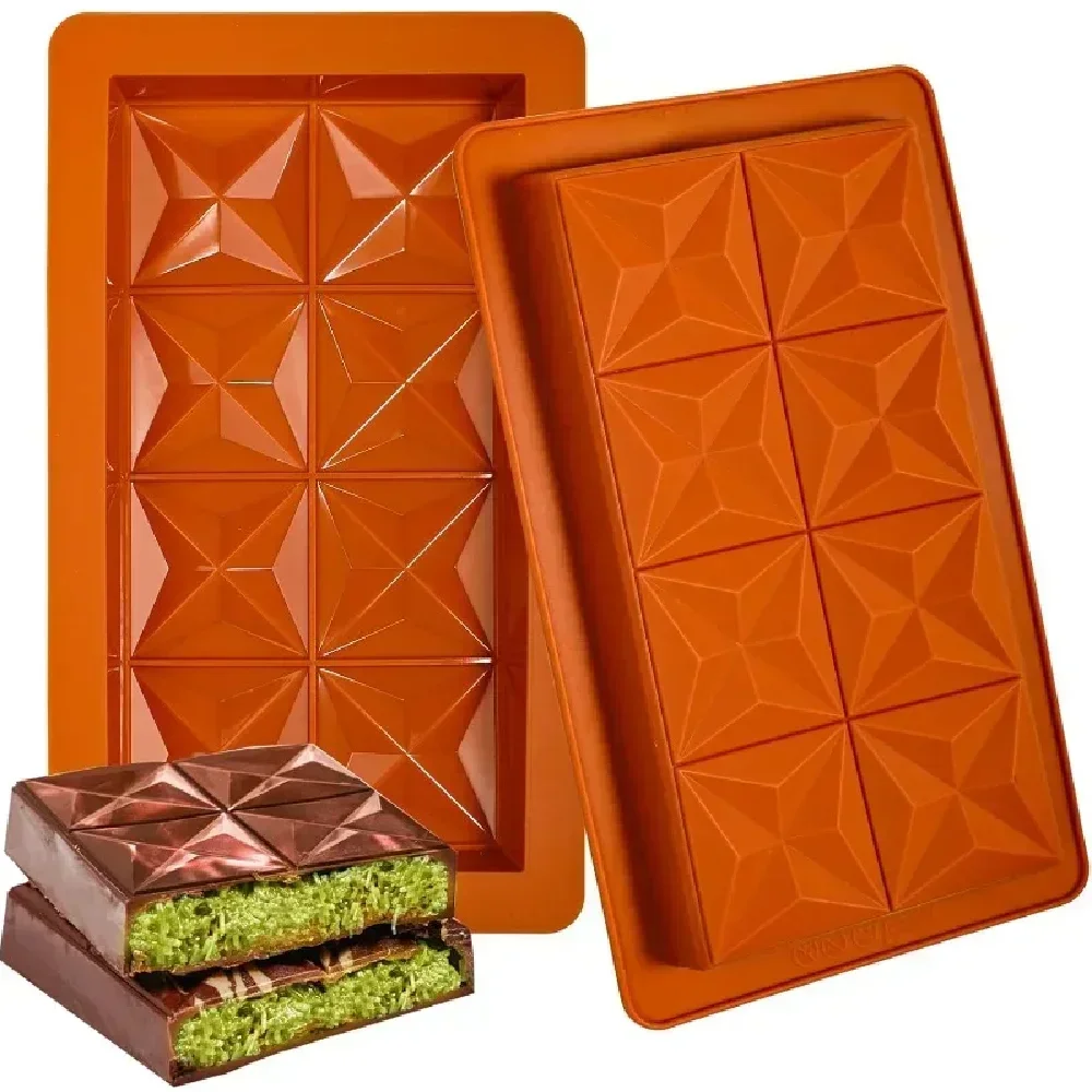 1set Chocolate Bar Mold Deep with 10Pcs Bags Thick Dubai Chocolate Mold for Stuffed Bar Filling Pistachio Break Apart Chocolate