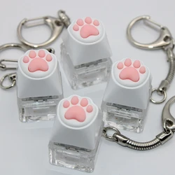 Cartoon Cute Cat Paw Keyboard Switch Tester Keychain Pendant Soft Silicone Decompression Toy Simulation Keyboard Venting Toys