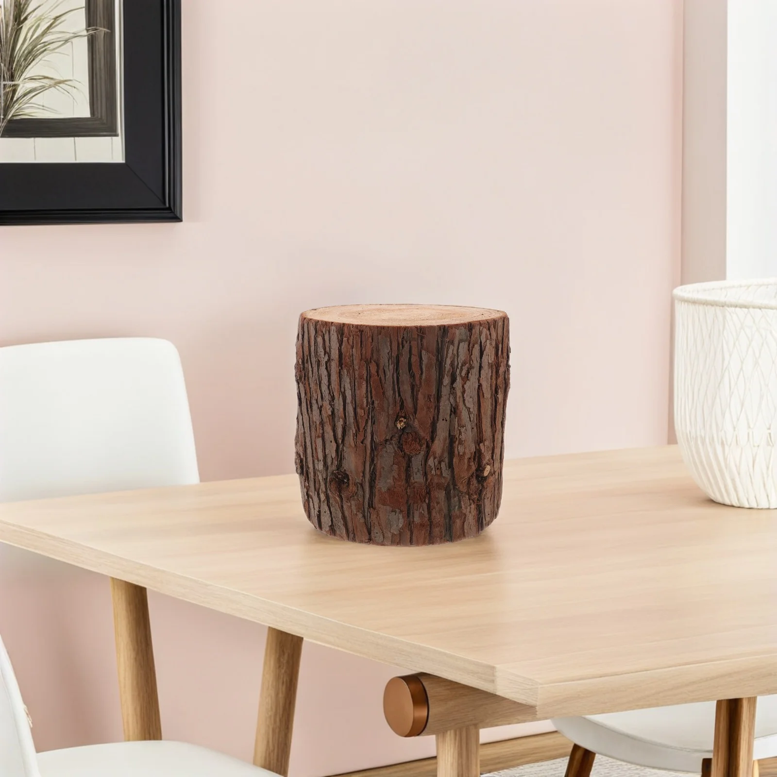 

Wood Stump End Table Rustic Natural Tree Stump Coffee Table Solid Wood Display Base for Home Decor Stand Holder