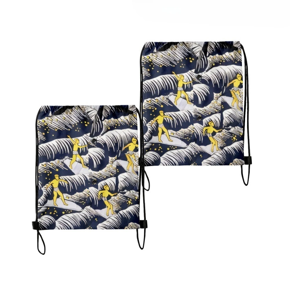 

2PCS Drawstring Bags Sea Surfing Summer Sailboat Printed Hiking Outdoor Oxford Beach Travel Storage ​Trendy Streetwear Bags