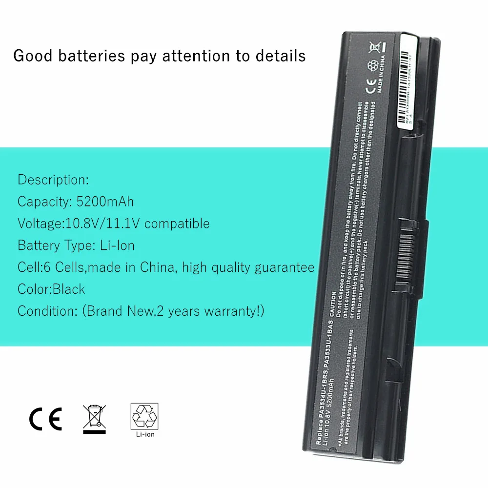 Juyaning Laptop battery For Toshiba Satellite Pro A200 L300D L450 L200 L500 L500D L505 L550 M200 L300 series