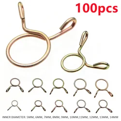 100pcs petrol hose spring clamps 5~14mm Zinc Plated Pipe Clips Fuel Line Petrol Pipe Fuel Hose Clamp for Motorcycle Boats