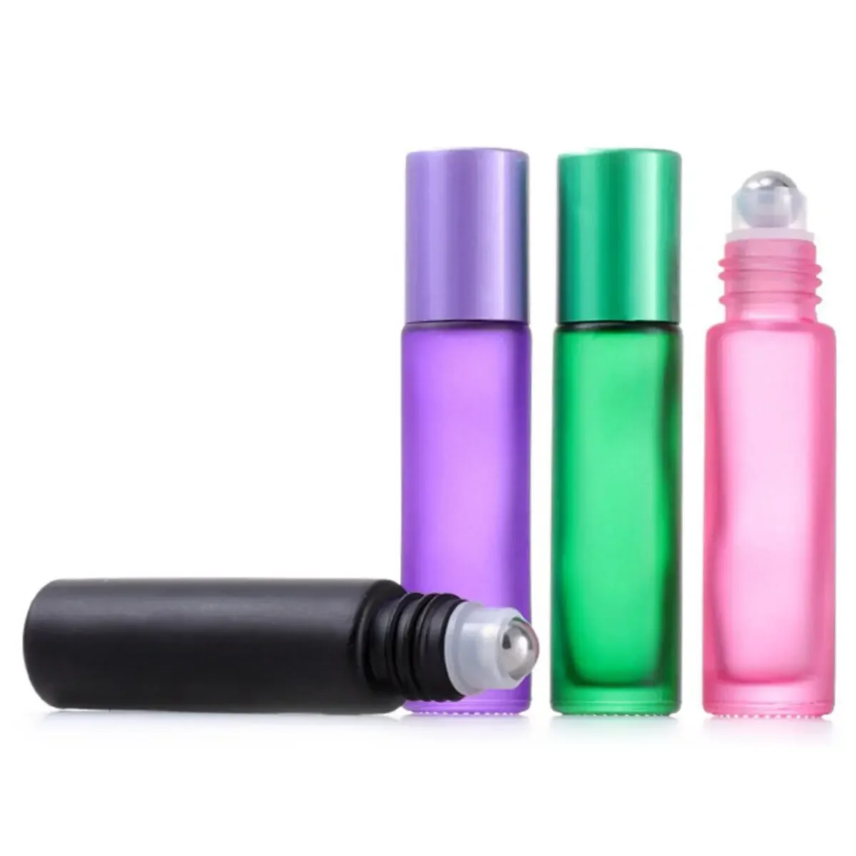 Botella enrollable de vidrio mate esmerilado, viales de bola de rodillo de aceites esenciales para Perfume, aromaterapia, viaje recargable