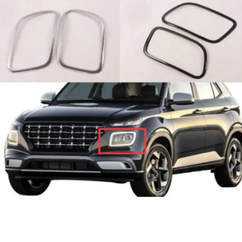 

For Hyundai Venue 2019 2020 Chrome Auto Front Head Light Lamp Cover Trim Headlight Eyebrow Strips Car-styling Accessories