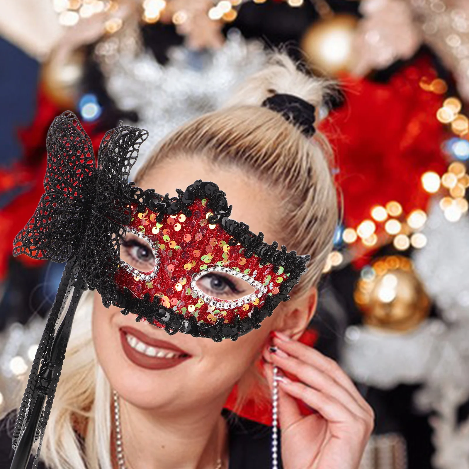 

Masquerade Mask Butterfly Tassel Shiny Sequin Mardi Gras Halloween Birthday Carnival Party Mask For Women Red Prom Fancy Costume