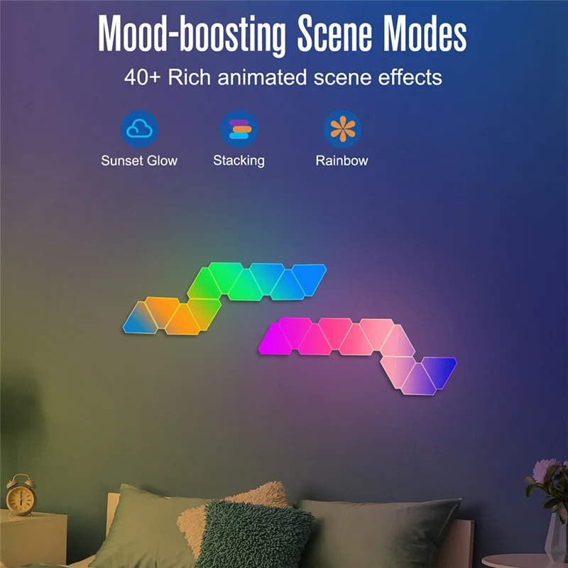 Smart RGB DIY LED Atmosphere Lights Triangle Wall Light APP Music Sync Game Room TV (Bluetooth)