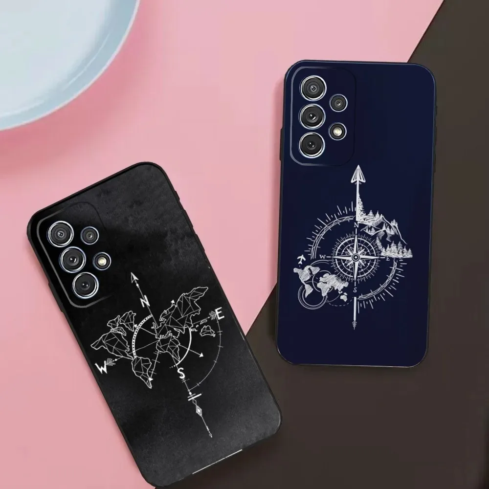 

Compass Bearing Map Phone Case For Samsung Galaxy A13,A21s,A22,A31,A32,A52,A53,A71,A80,A91 Soft Black Phone Cover