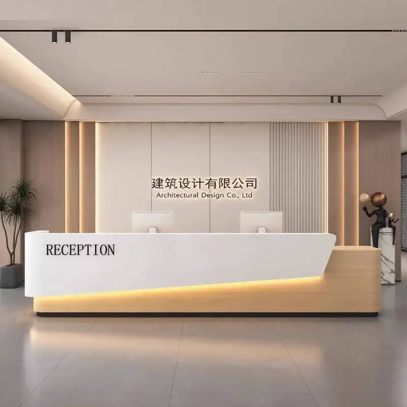 

Company Reception Desk Display Beauty Salon High Quality Light Luxury Customer Desks Modern Adult Design Escrivaninha Furniture