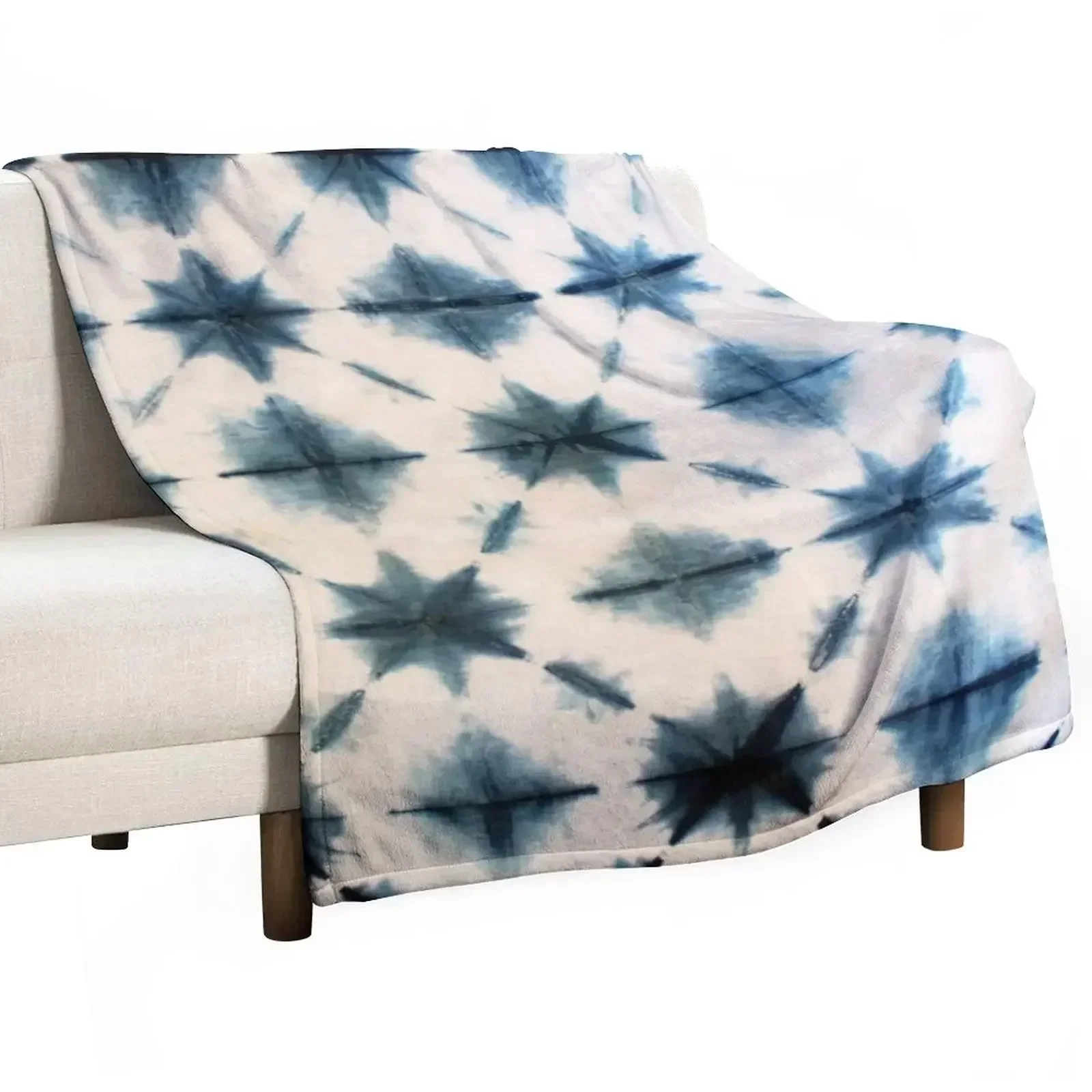 

Shibori Tie Dye, Indigo Throw Blanket Weighted Plaid Soft Plush Plaid Blankets