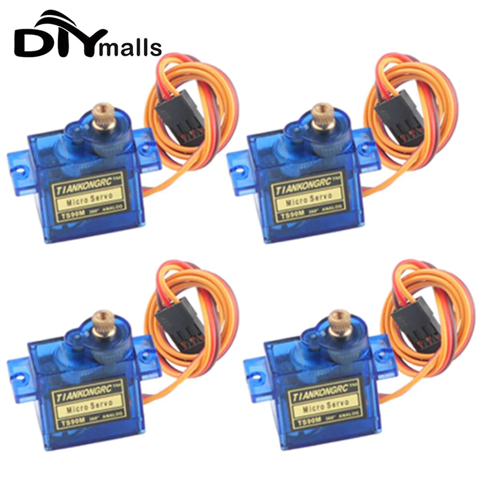 4PCS 9g Micro Servo TS90M Servo 90/180/270/360 Degree Angle Controllable Mini Servo Motor Simulation Steering Gear for Airplane