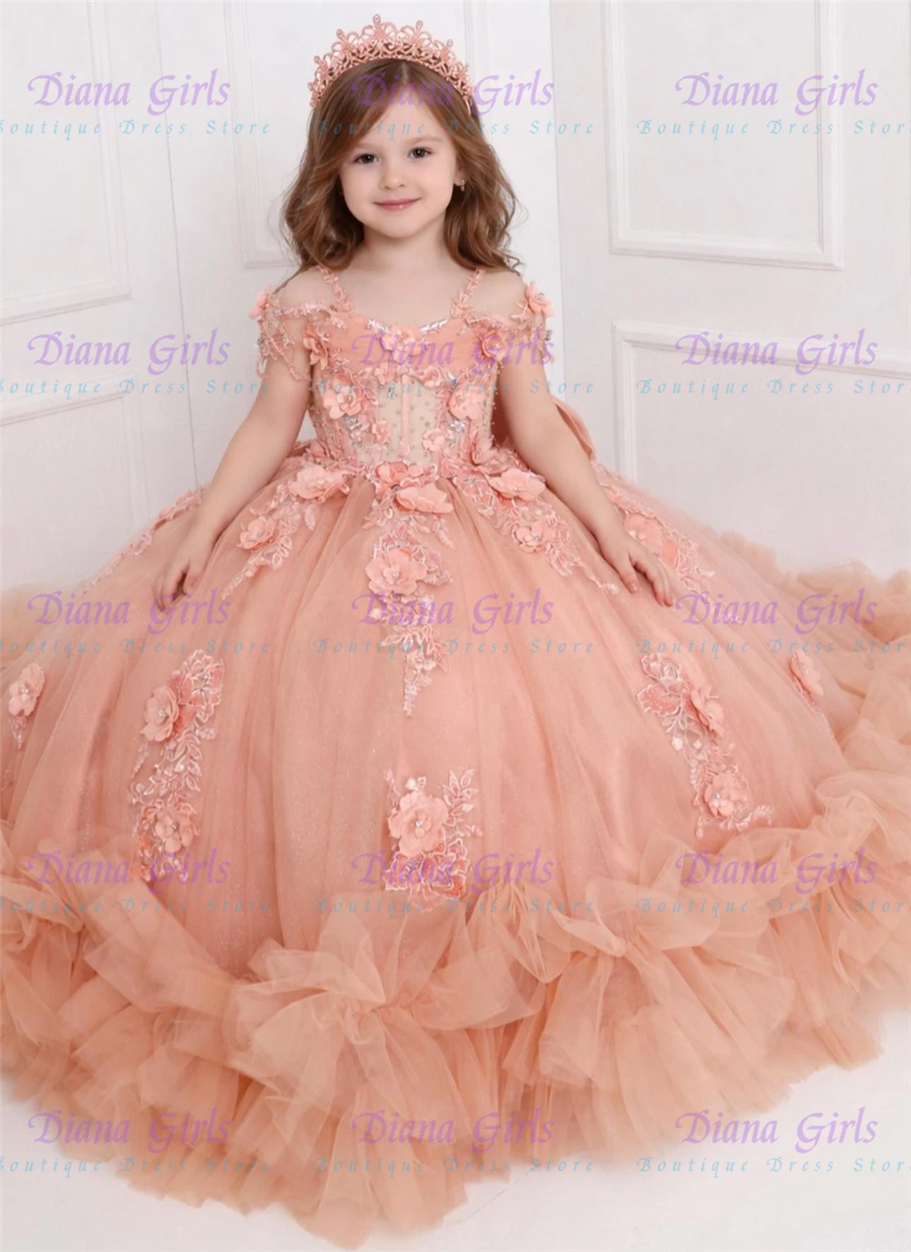 Lovely Quality Floral Beading Embroidery Little Princess Flower Girl Dress for Wedding Birthday Receptions Holiday Celebrations