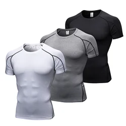 Men's Cool Dry Short Sleeve Compression Shirts, Sports Baselayer T-Shirts Tops, Athletic Workout Shirt