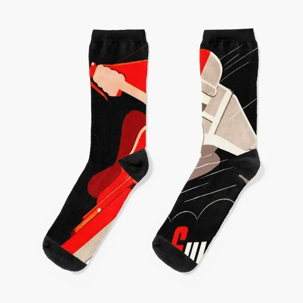 MOTORCYCLE GRAND PRIX : Vintage 1938 Suisse Racing Print Socks man fashionable Socks Male Women's