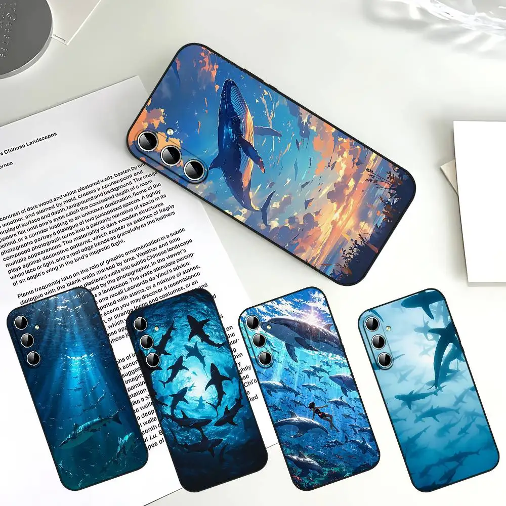 

O-Ocean-W-Whale Shark Swimming-g Phone Case For Samsung Galaxy S25 S24 S23 S22 S21 FE Plus Ultra A13 A20 A32 A70 Black Cover