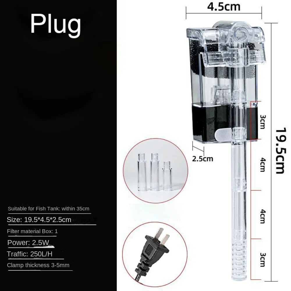 Wall Mounted Waterfall Fish Tank Filter Water Purification USB/plug Submersible Filtration Waterfall Suspension Three in One