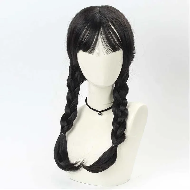 

Wednesday Addams Cosplay Wig Women Long Hair Wig High Temperature Resistant Synthet Braid Halloween Carnival Wigs Prop Accessory