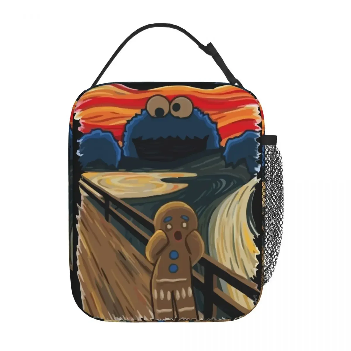 Famous Painting Cookie Monster Spoof Insulated Lunch Bags Large Meal Container Cooler Bag Tote Lunch Box School Travel