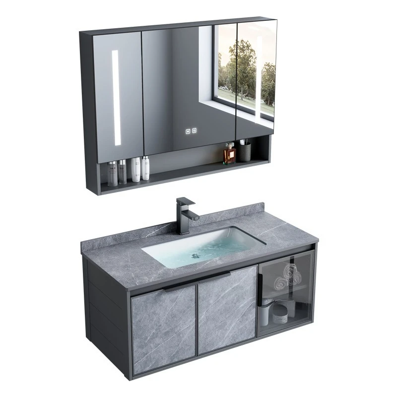 Space aluminum bathroom cabinet, bathroom washbasin, sintered stone integrated washbasin, washbasin