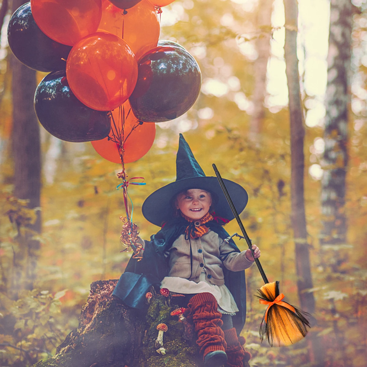 

Halloween Witch Broom Decorations Indoor Show Besom Prop Cloth Toddler nament Dreamlike Quality Gift Party