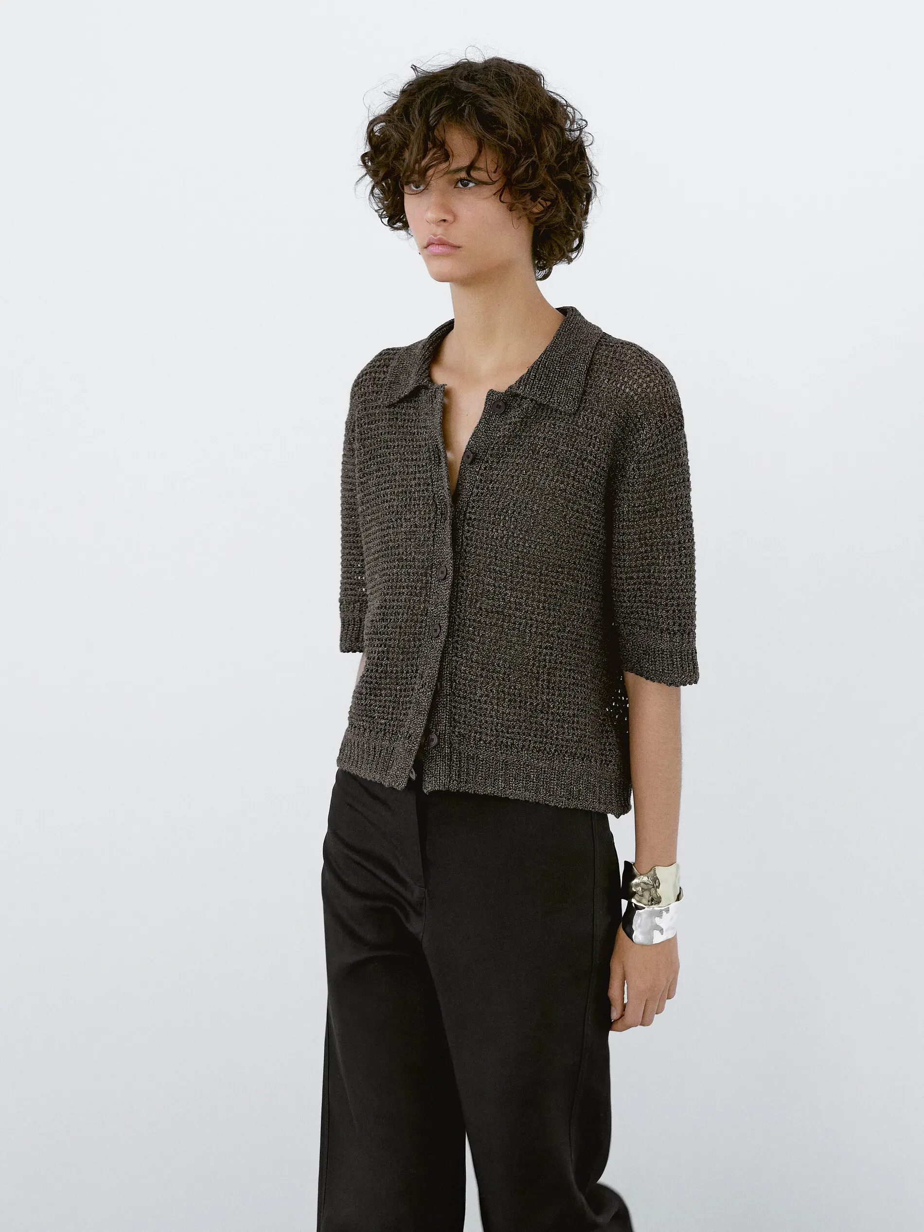 Ethereal MD 2025 Massidutti Frühlingsneuer Stil alter Geldstil, Rückenlehne und fauler Kurzarm-Strickjacke mit Polokragen