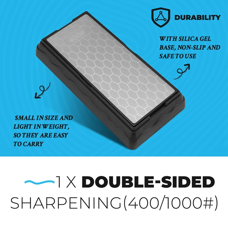 Double-Sided Diamond Sharpening Stone,Whetstone Honeycomb Plate with Non-Slip Base(400/1000 Grit)