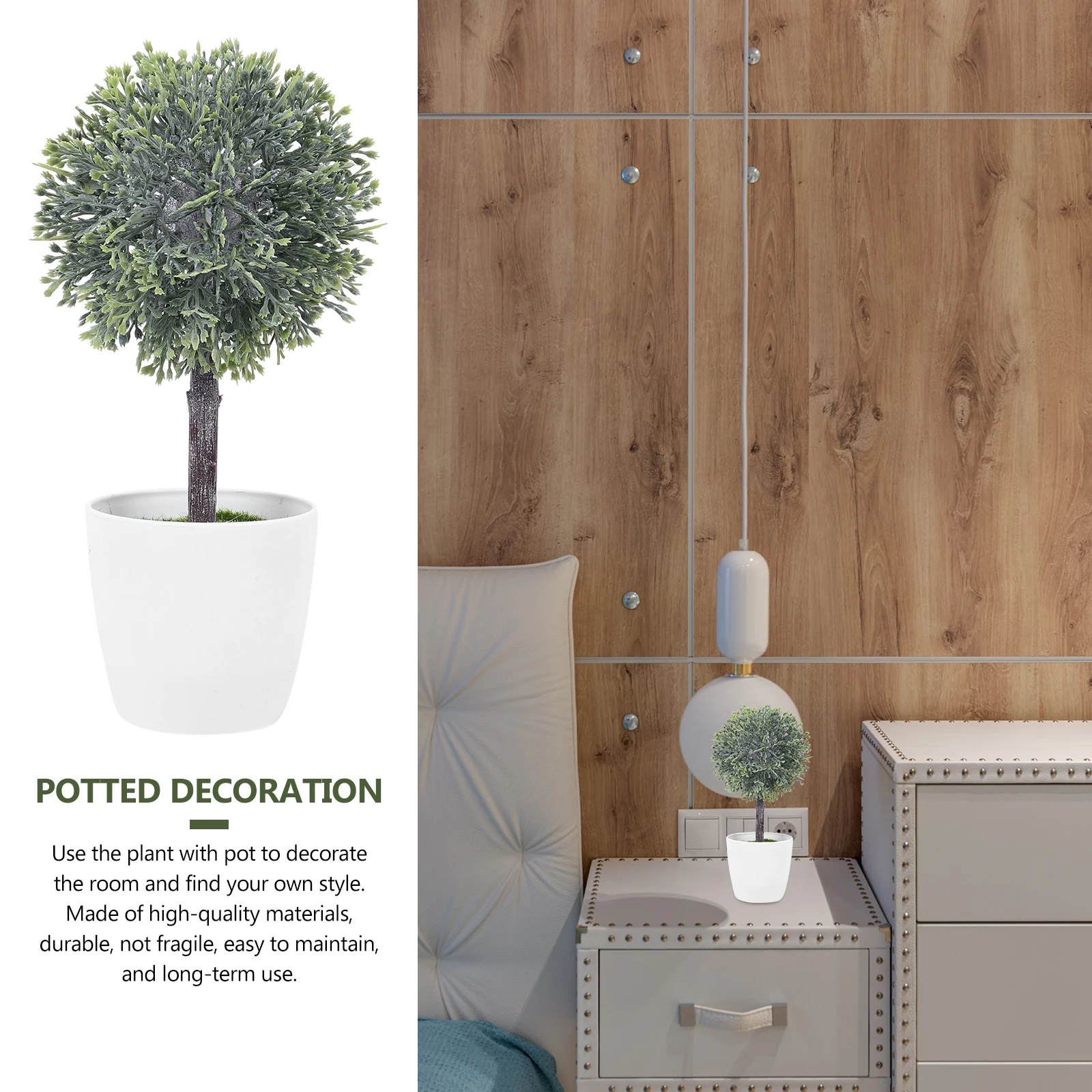 

Simulated Small Tree Ball Bonsai Artificial Plant Decorations Fake Faux Indoor Plants Sphere Retro Potted for