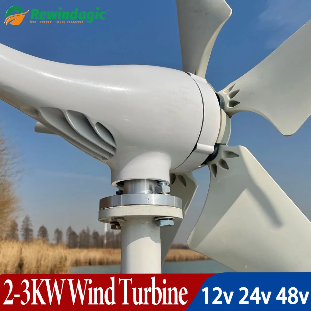 Gerador Eólico Completo de Turbina Kit de Sistema de Armazenamento de Energia Doméstica Eletrodoméstico 3000w 2000w 12v 24v 48v