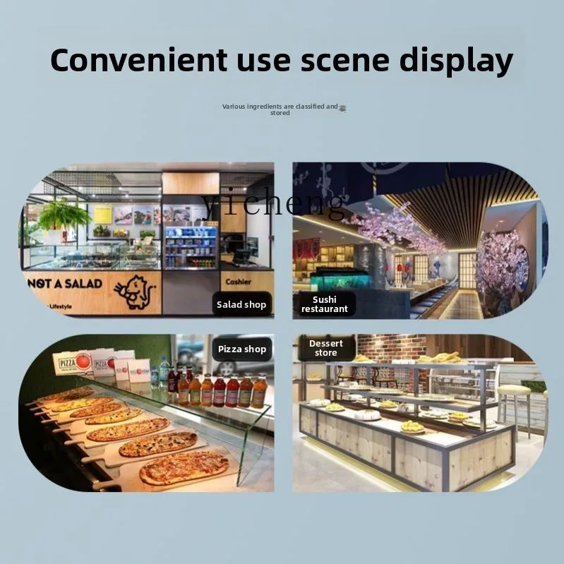 TQH Vetrina refrigerata da tavolo per insalata fresca, pizza, frutta, pesca, operatore, irrigatore, dessert, congelatore in vetro