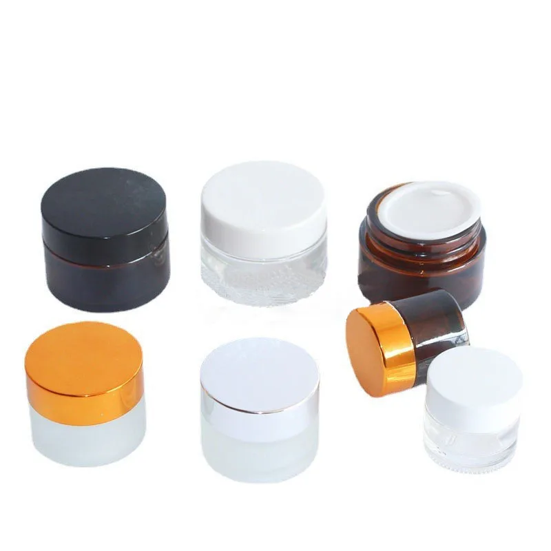 

10Pcs 5ml-50ml Glass Cream Box Cosmetic Cream Mud Film Box Foundation Liquid Glass Emulsion Bottle Sample Travel Bottles