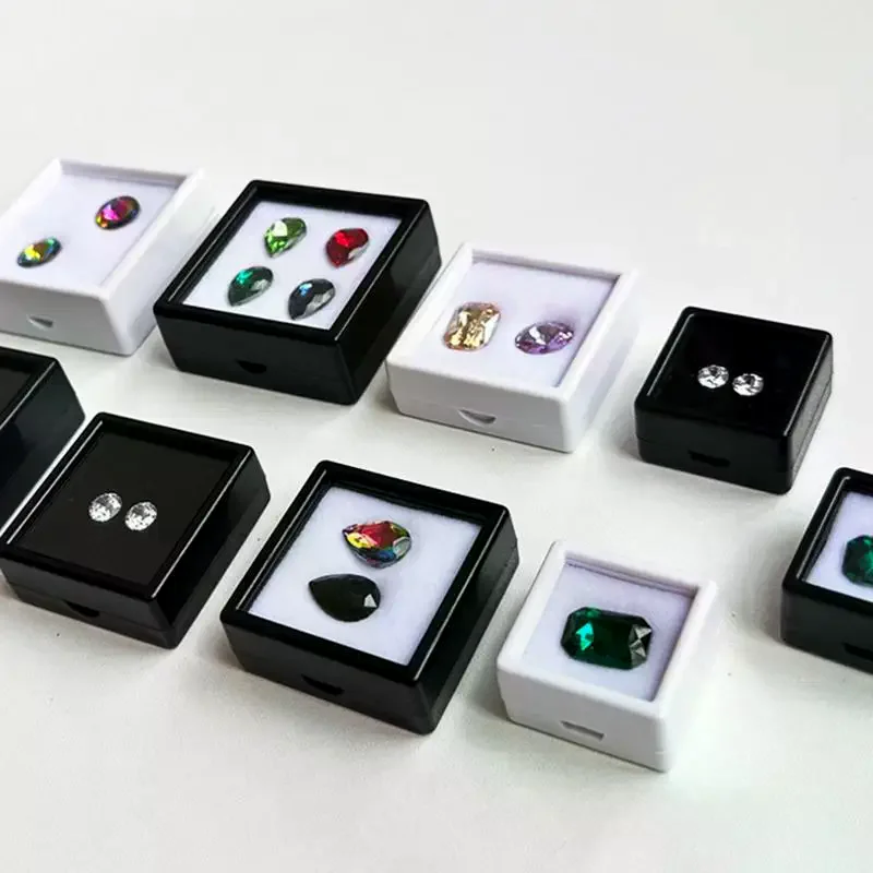 

10Pcs Diamond Jewelry Organizer Gems Packaging Box DIY Disamond Ring Jewllery Case 2CM Gemstone Zirconia Gift Display Box