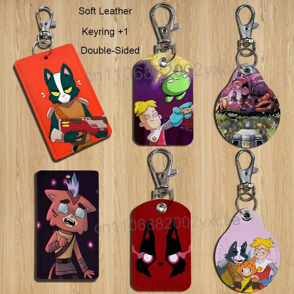 

black Avocato cat Final Space Card Holder With Keychain Executive Protection For Bank Credit Subway Bus Case