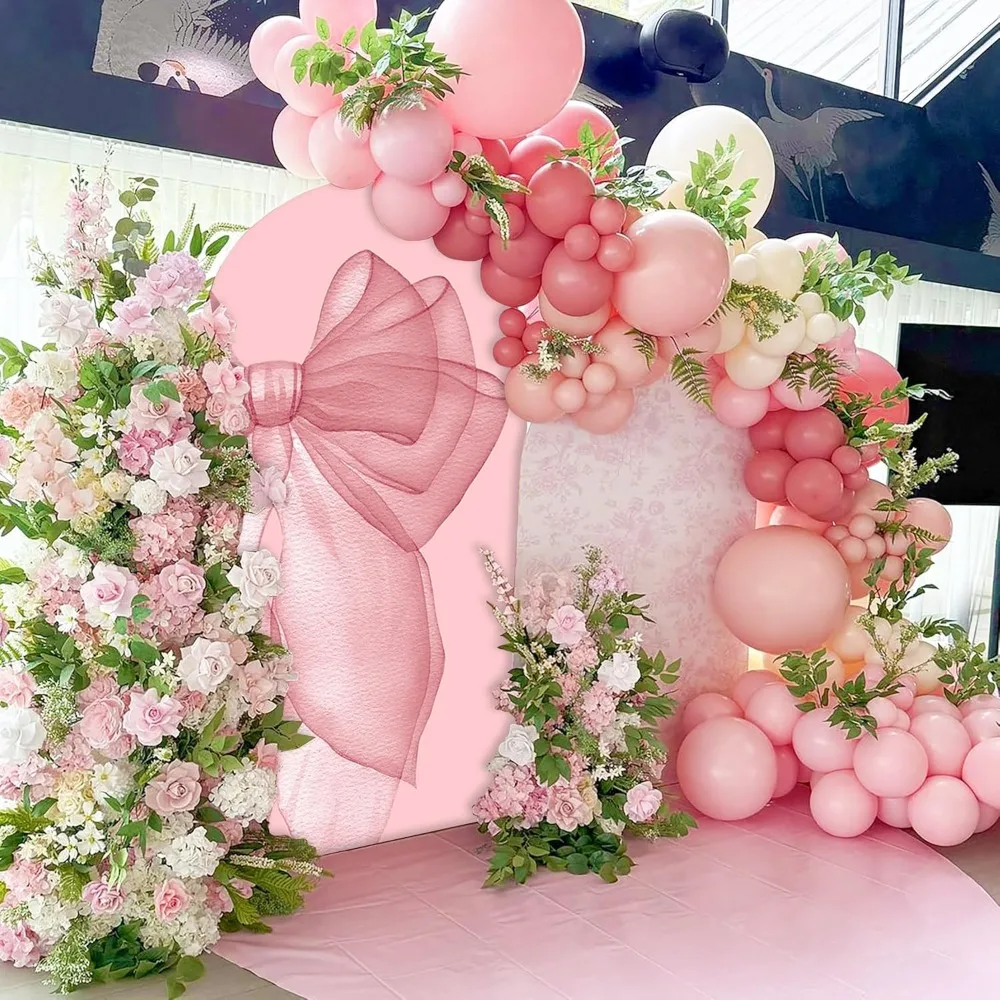 VIKAMA الوردي القوس قوس خلفية غطاء عيد ميلاد حفل زفاف الممر الديكور الممر خلفية غطاء
