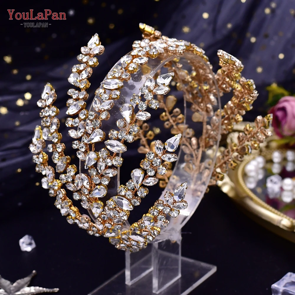 YouLaPan HP437 Luxury Bridal Headband Wedding Hair Jewelry Ornament Women Headdress Pageant Crown Shiny Full Rhinestone Headwear