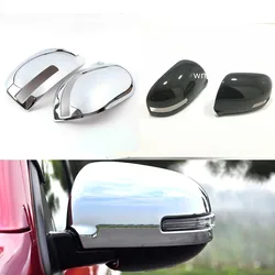 Side Mirror Cover For Mitsubishi Outlander 3 2016 -2021 With Turn Light Chrome Rearview Molding Trim 2pcs Carbon fiber