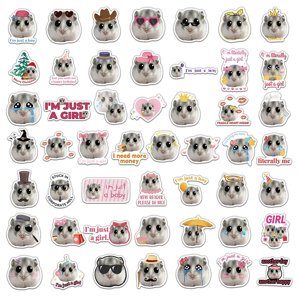10/30/50 Stuks Leuke Hamster Meme Cartoon Stickers Esthetische Decals Waterdicht Diy Telefoon Notebook Laptop Kids decals Speelgoed