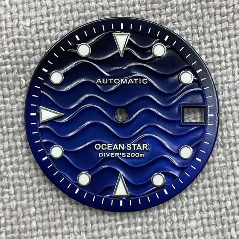 Циферблат NH35, 28,5 мм, S-циферблат, океанская звезда, светящаяся волнистая текстура, стрелки часов для NH35/36, модифицированные механизм, сменные детали часов