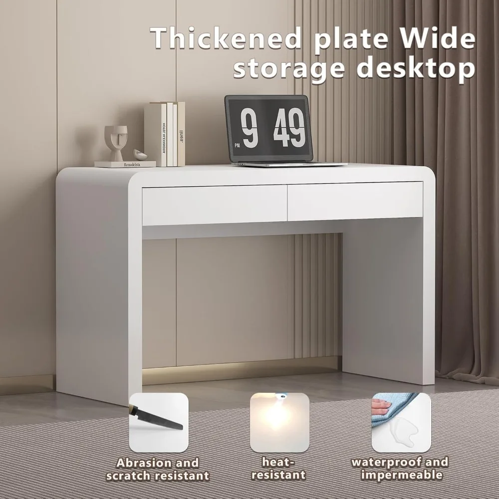 مكتب كمبيوتر وألعاب أبيض مع أدراج. مكاتب مكتب منزلية لغرفة النوم. طاولة كتابة خشبية للأطفال. سميكة من ثلاث طبقات