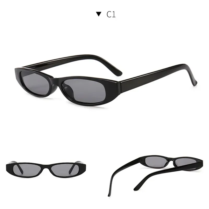 Women Cat Eye Rectangle Sunglasses Designer Ladies Small Frame Black Red Sun Glasses Brand Retro Skinny Eyewear